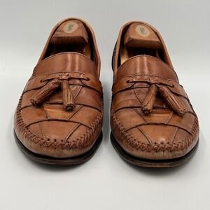 Sandler of Boston Mens 10D Tassel Loafer Leather Brown Patchwork Dress Shoes‎